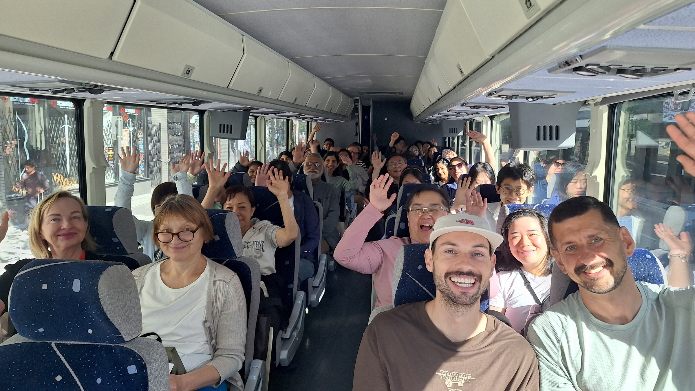 A group of Parkbus passengers ready for their trip