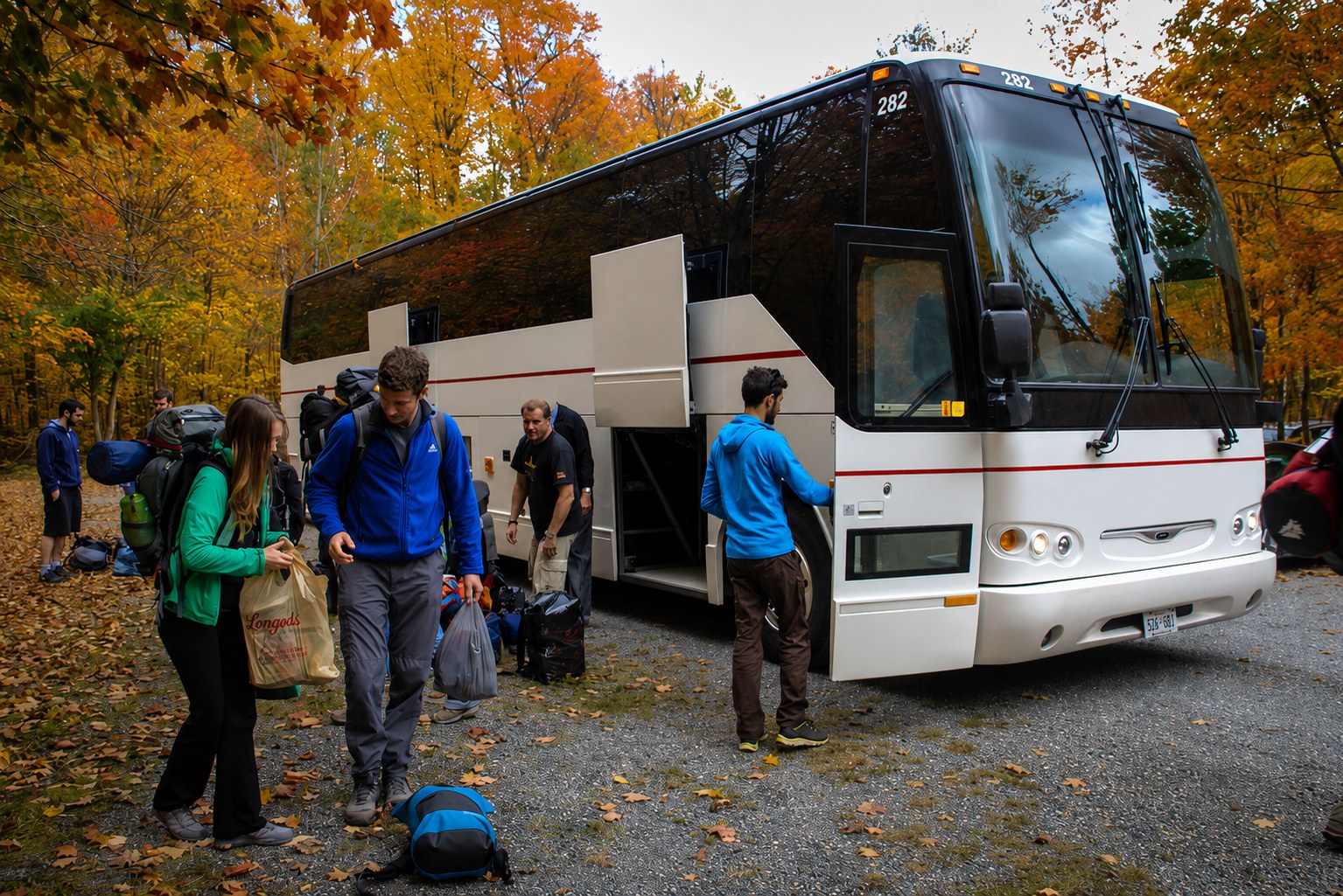 Travellers arriving at Algonquin Park in autumn